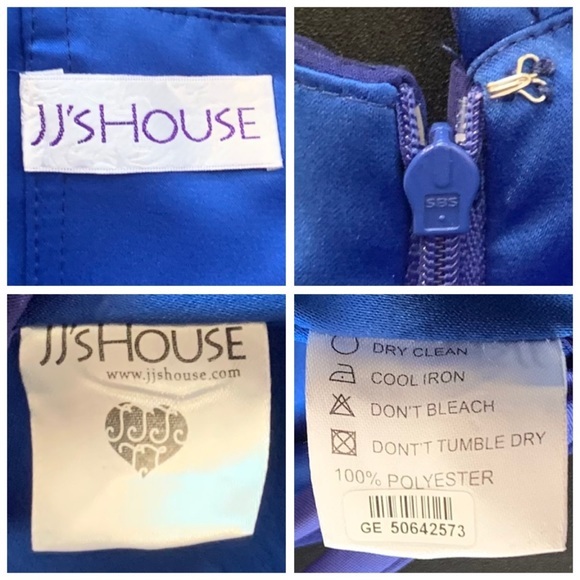 JJ’s House solid blue one shoulder party dress. - Picture 15 of 16